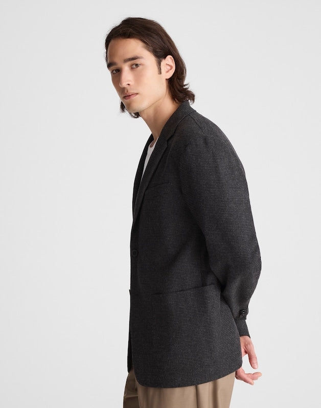 Unstructured Houndstooth Blazer CHARCOAL