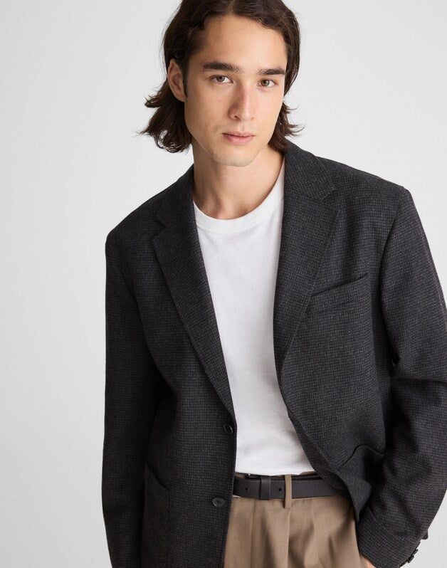 Unstructured Houndstooth Blazer CHARCOAL