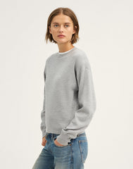 Relaxed Crewneck Sweater in Merino-Silk Blend MEDIUM HTR GREY
