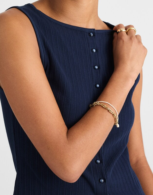 Ribbed Crewneck Shell Top MIDNIGHT NAVY
