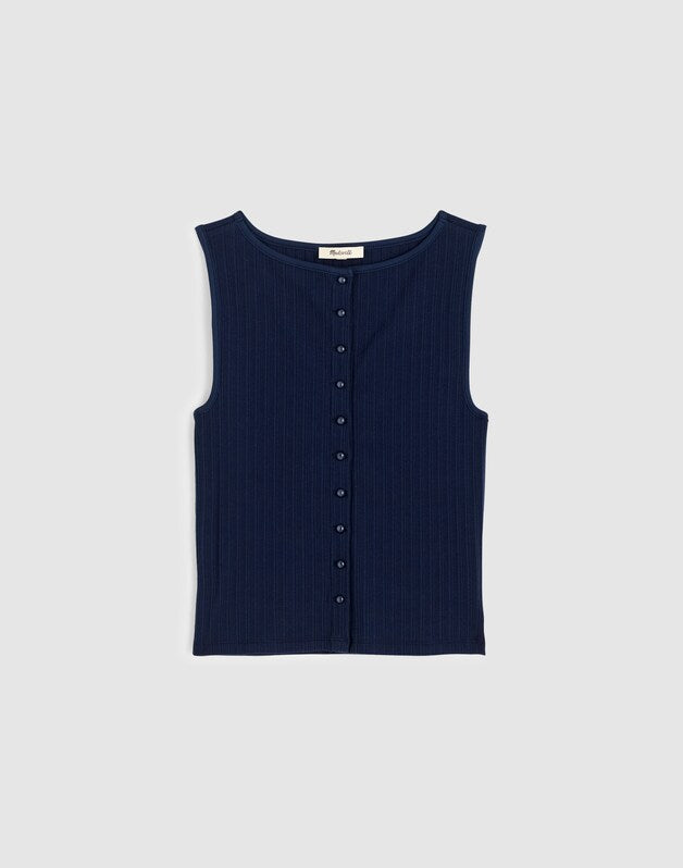 Ribbed Crewneck Shell Top MIDNIGHT NAVY