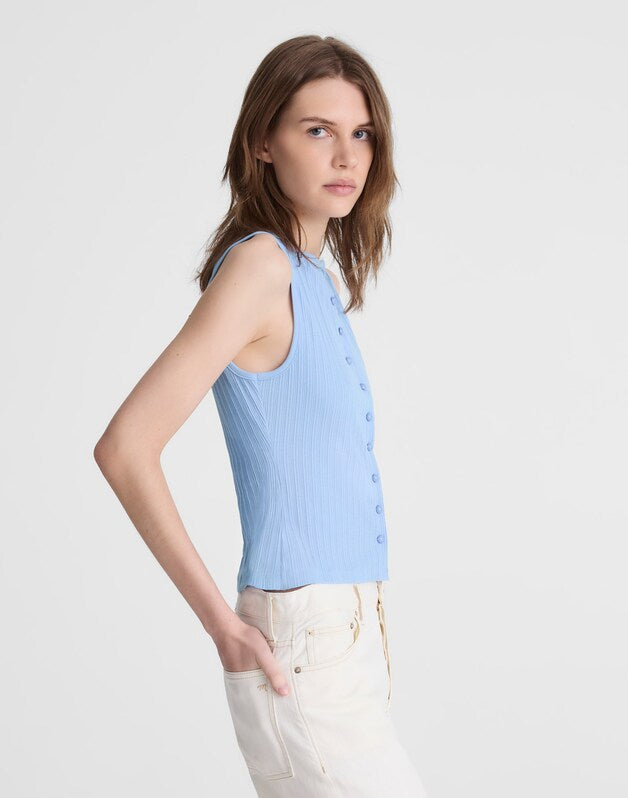 Ribbed Crewneck Shell Top TRANQUIL BLUE