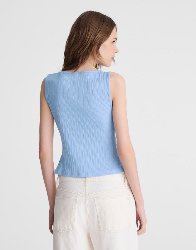 Ribbed Crewneck Shell Top TRANQUIL BLUE