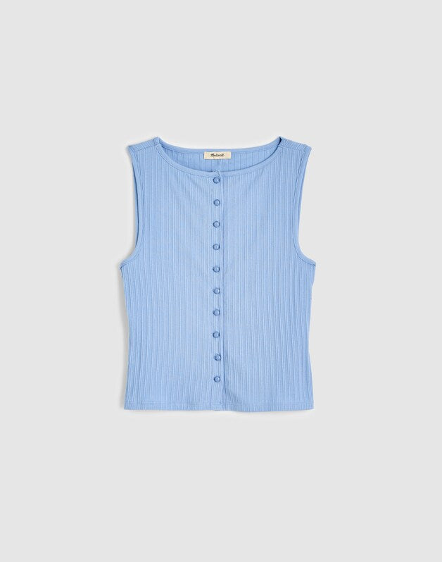 Ribbed Crewneck Shell Top TRANQUIL BLUE