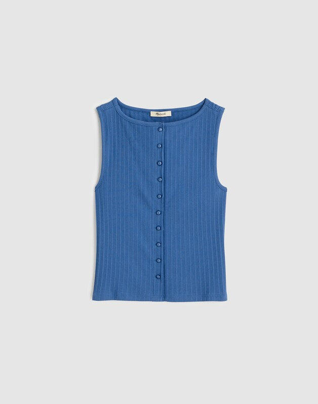 Ribbed Crewneck Shell Top WATERFALL