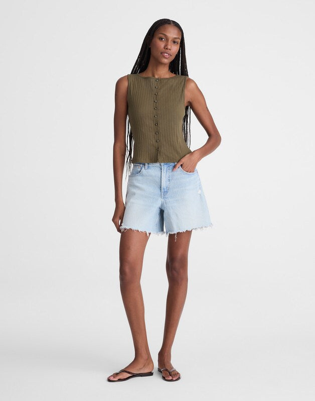 Ribbed Crewneck Shell Top FADED IVY