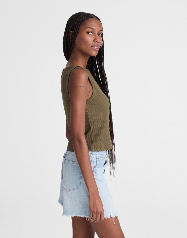 Ribbed Crewneck Shell Top FADED IVY