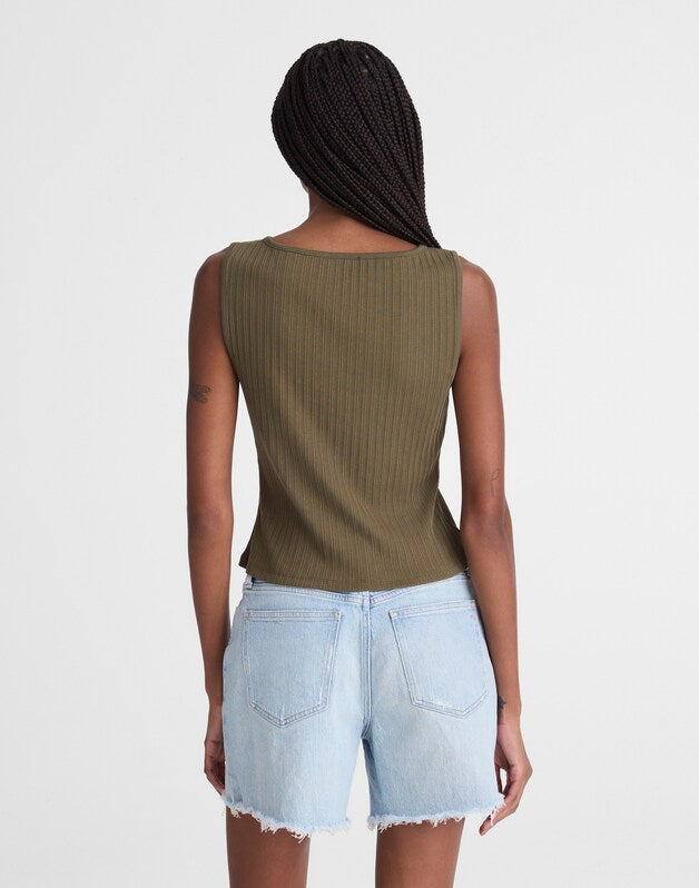 Ribbed Crewneck Shell Top FADED IVY