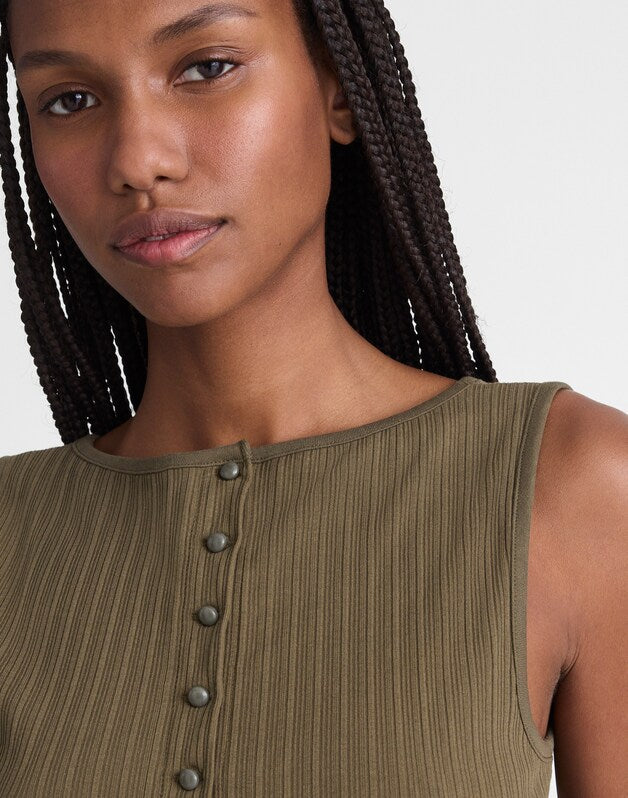Ribbed Crewneck Shell Top FADED IVY