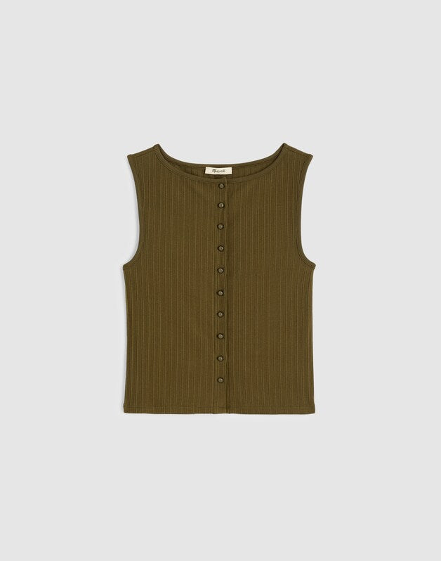 Ribbed Crewneck Shell Top FADED IVY