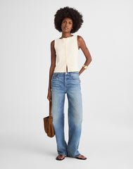 Ribbed Crewneck Shell Top VINTAGE IVORY