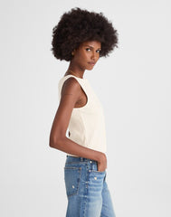Ribbed Crewneck Shell Top VINTAGE IVORY