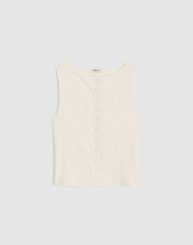 Ribbed Crewneck Shell Top VINTAGE IVORY