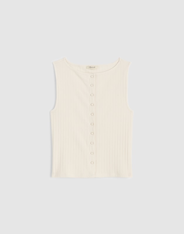 Ribbed Crewneck Shell Top VINTAGE IVORY