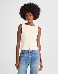 Ribbed Crewneck Shell Top VINTAGE IVORY
