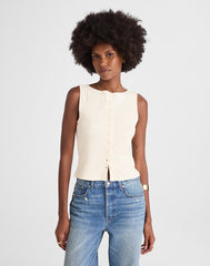 Ribbed Crewneck Shell Top VINTAGE IVORY