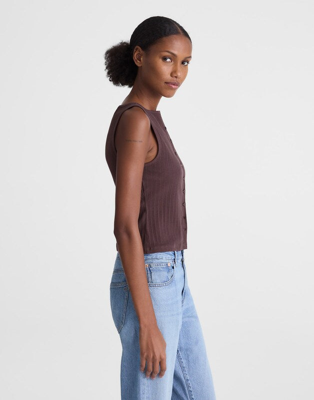 Ribbed Crewneck Shell Top CHOCOLATE PLUM