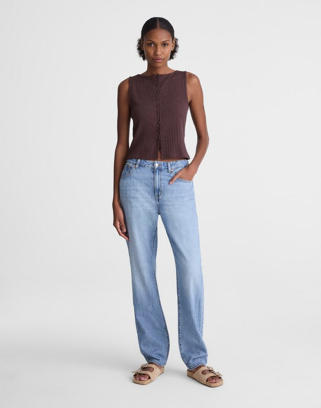 Ribbed Crewneck Shell Top CHOCOLATE PLUM