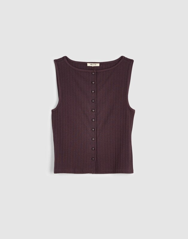 Ribbed Crewneck Shell Top CHOCOLATE PLUM
