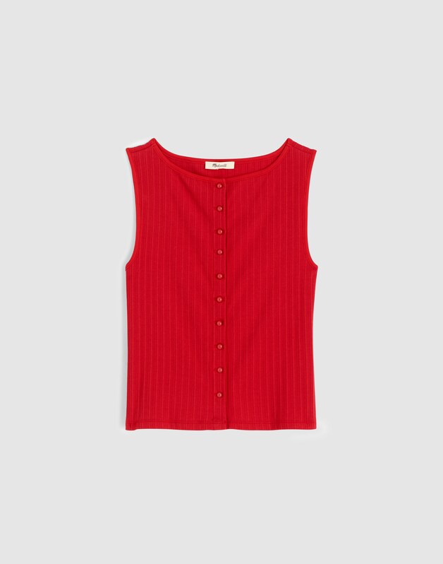Ribbed Crewneck Shell Top CHERRY RED