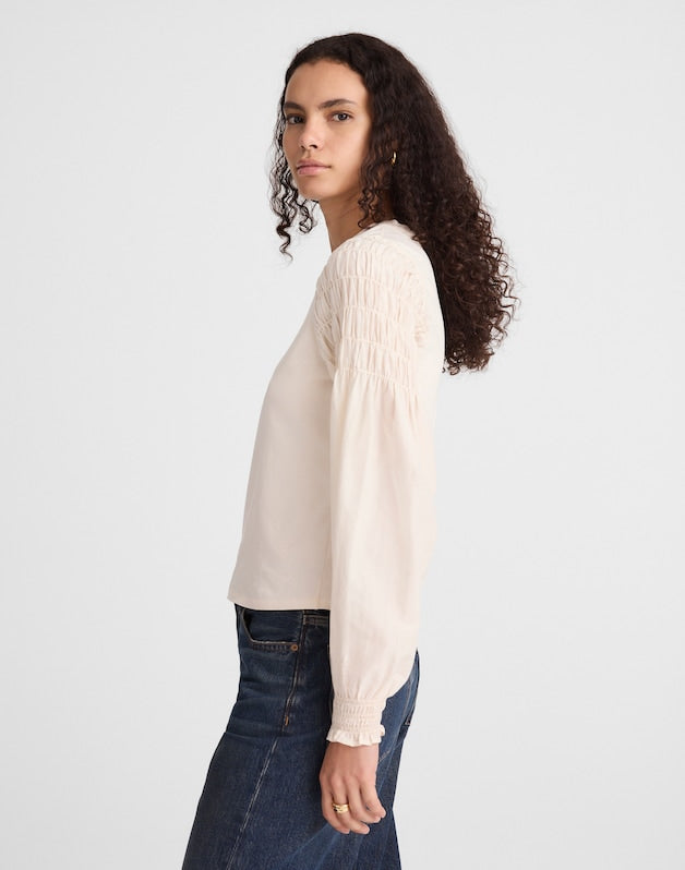 Smocked Long-Sleeve Tee VINTAGE IVORY