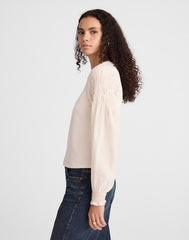 Smocked Long-Sleeve Tee VINTAGE IVORY