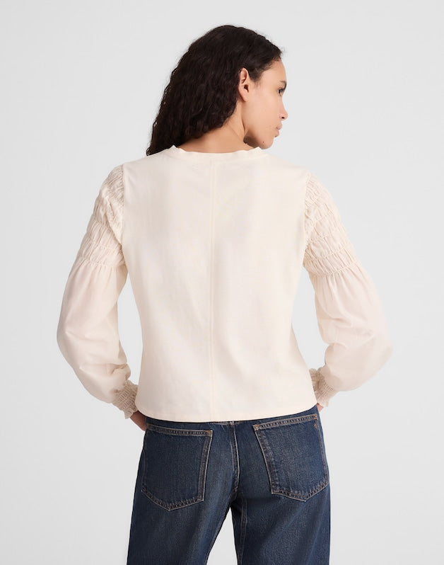 Smocked Long-Sleeve Tee VINTAGE IVORY