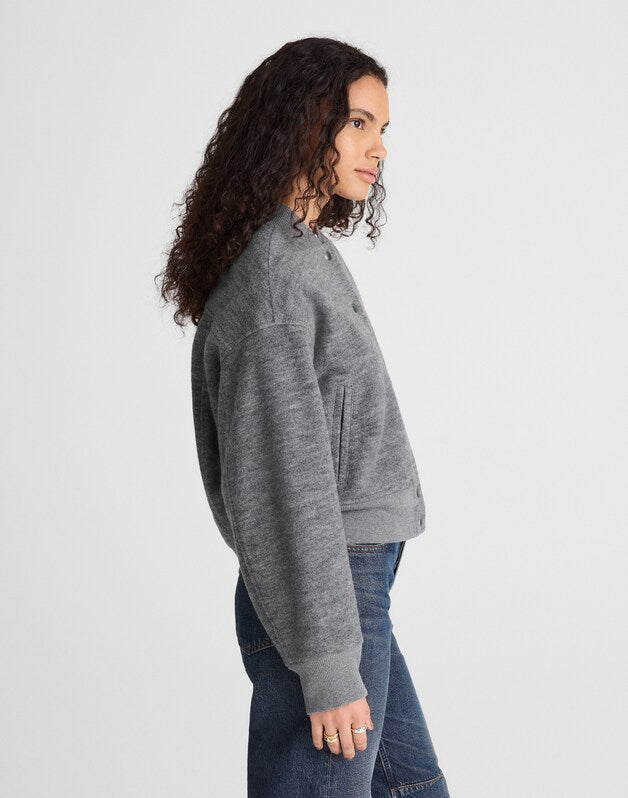 Double-Faced Knit Bomber Jacket HTHR CHARCOAL