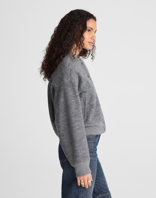 Double-Faced Knit Bomber Jacket HTHR CHARCOAL