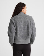 Double-Faced Knit Bomber Jacket HTHR CHARCOAL