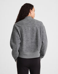 Double-Faced Knit Bomber Jacket HTHR CHARCOAL