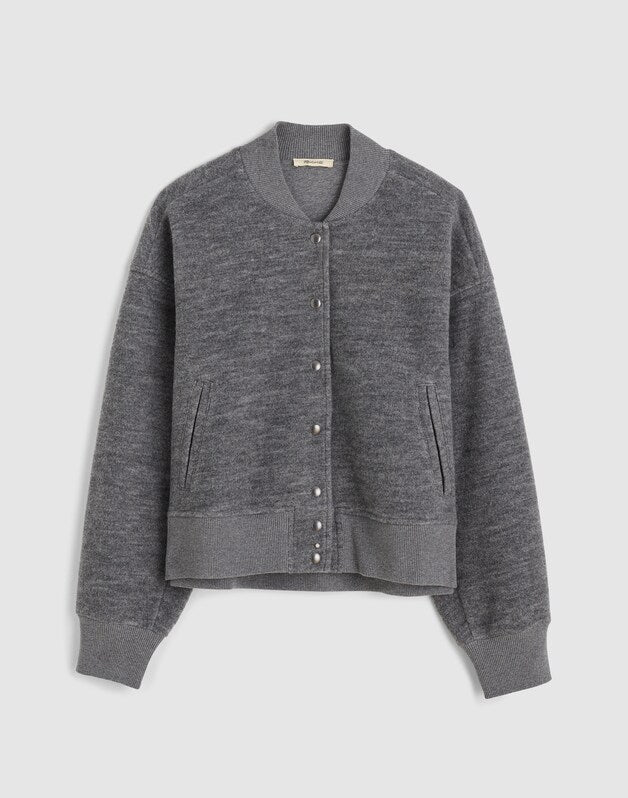 Double-Faced Knit Bomber Jacket HTHR CHARCOAL