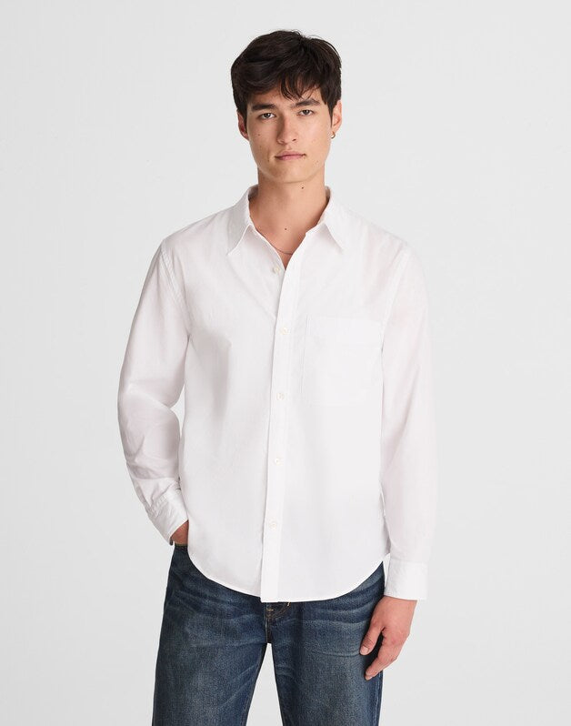 Cotton Poplin Button-Up Shirt WHITE
