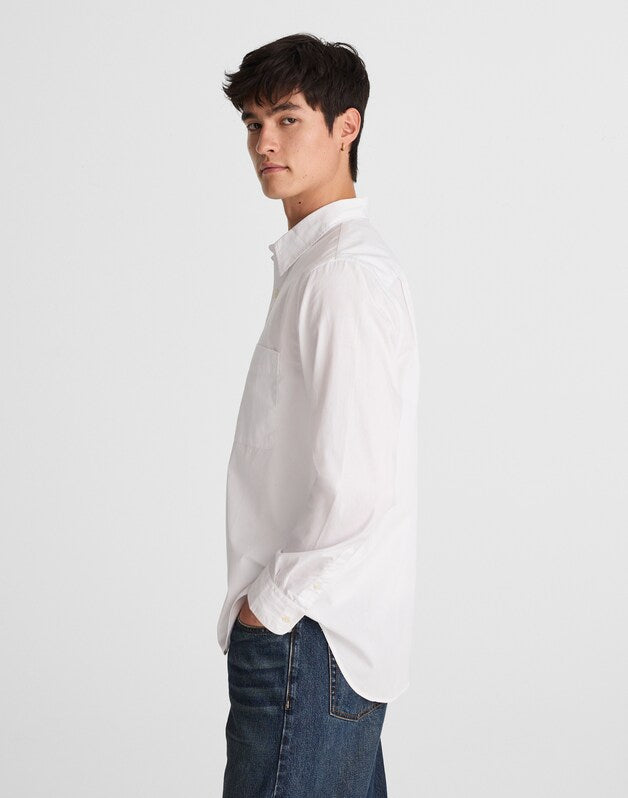 Cotton Poplin Button-Up Shirt WHITE
