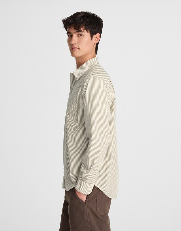 Cotton Poplin Button-Up Shirt AGED OLIVE