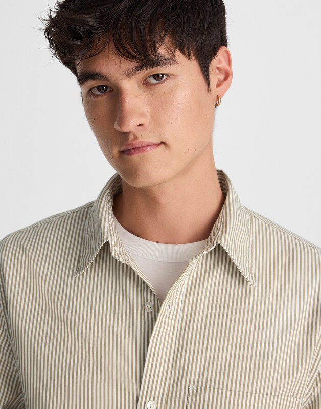 Cotton Poplin Button-Up Shirt AGED OLIVE