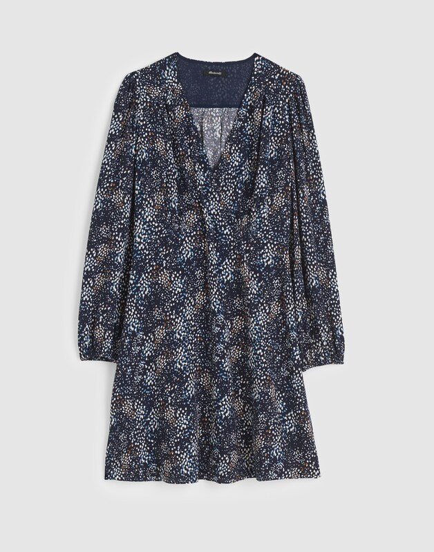 Faux-Wrap Midi Dress in Floral SABRINA DOTS NAVY MULTI