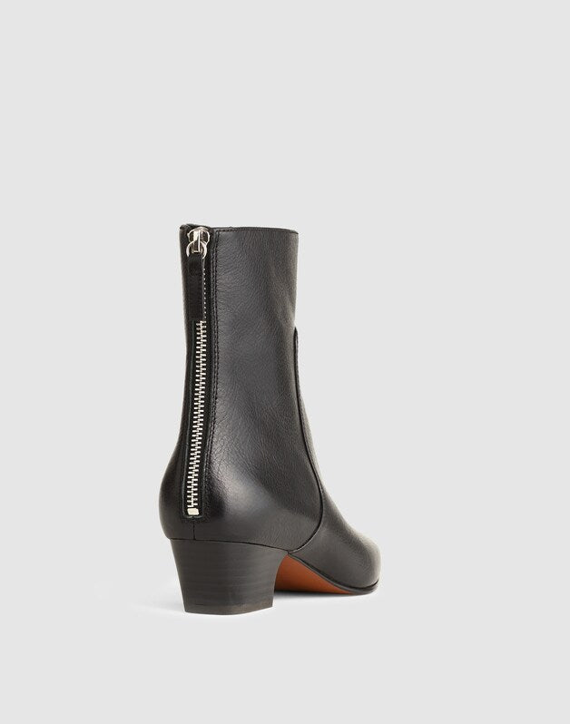 The Lexie Ankle Boot in Leather TRUE BLACK