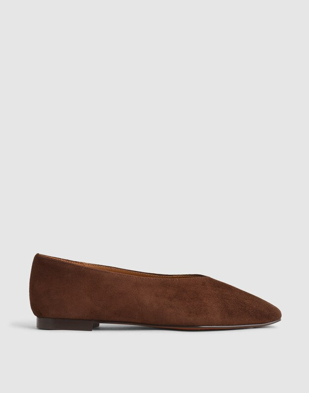 The Mylie Ballet Flat in Suede DRIED ACORN