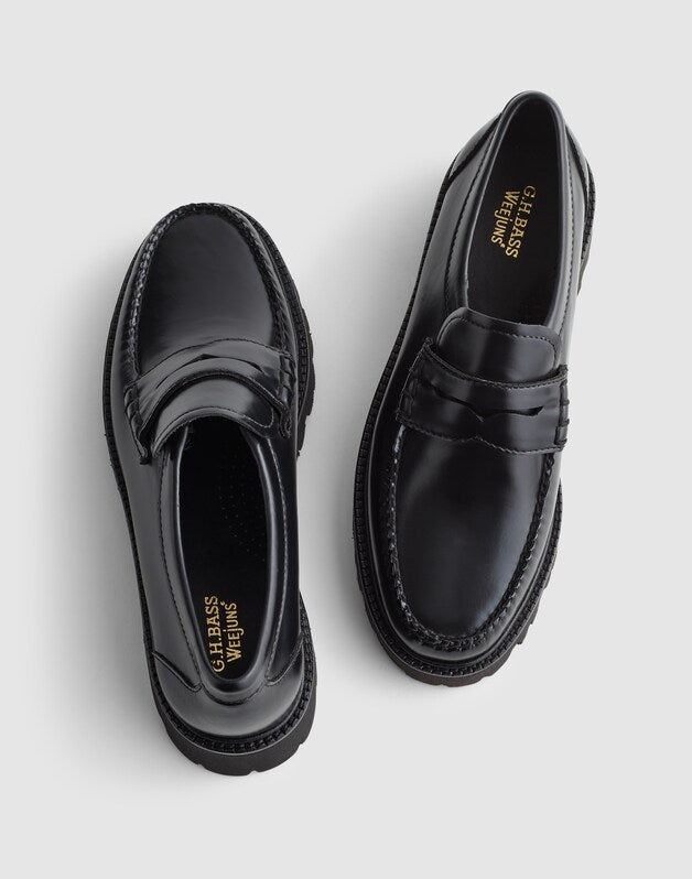 G.H.BASS Grace Super Lug Loafers BLACK