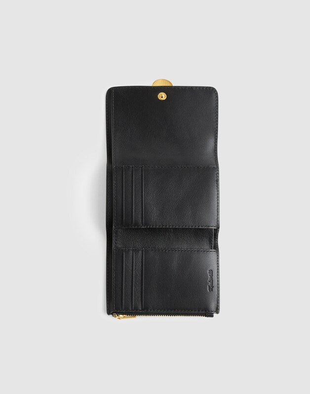 The Sculpted Metal Trifold Wallet TRUE BLACK