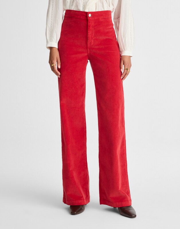 The Wide-Leg Pant in Corduroy CRIMSON