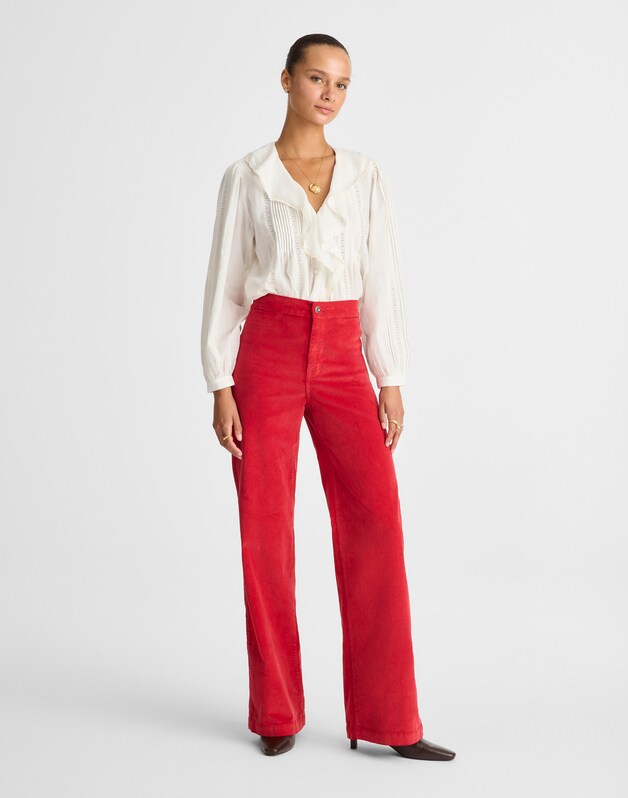 The Wide-Leg Pant in Corduroy CRIMSON