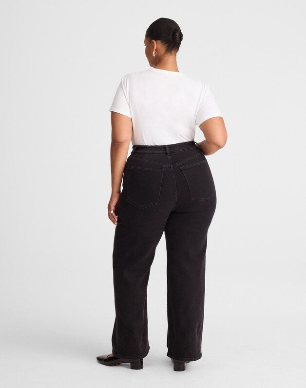 The Plus Wide-Leg Jean in Super Stretch Denim BLACK FROST