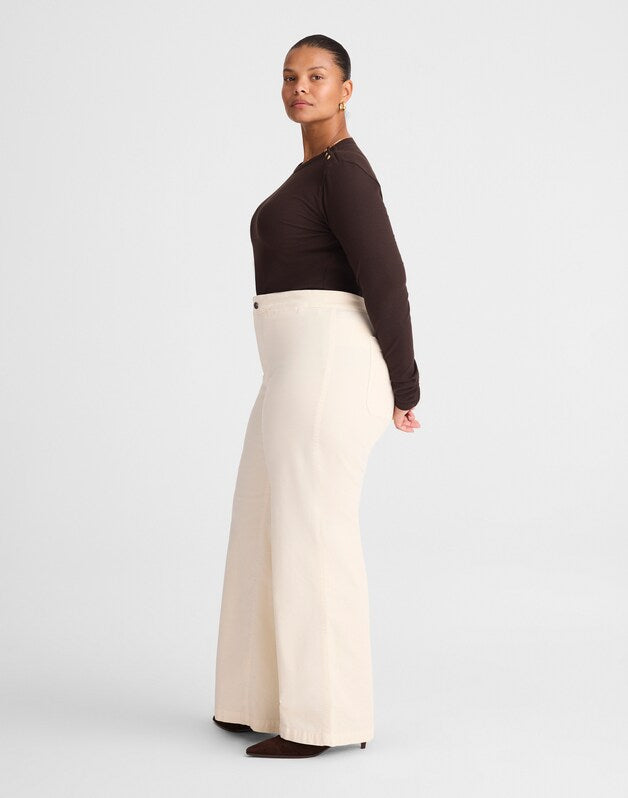 The Plus Wide-Leg Pant in Corduroy VINTAGE IVORY