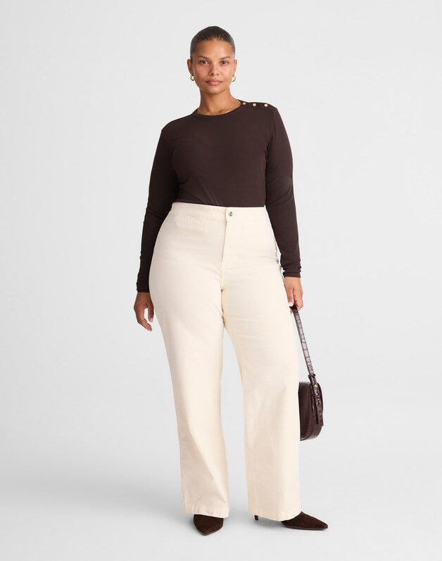 The Plus Wide-Leg Pant in Corduroy VINTAGE IVORY