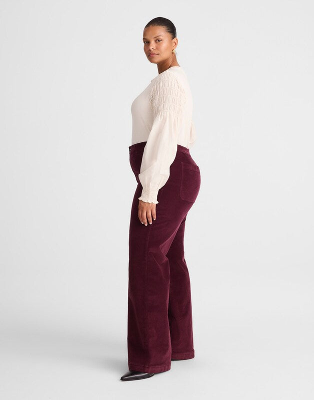 The Plus Wide-Leg Pant in Corduroy DARK POMEGRANATE
