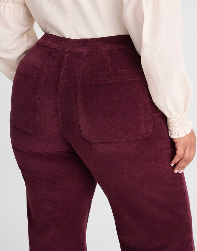 The Plus Wide-Leg Pant in Corduroy DARK POMEGRANATE