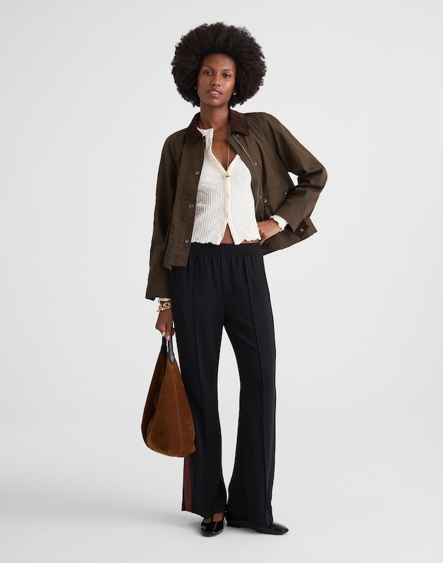 Petite Pull-On Bootcut Track Pant JET BLACK