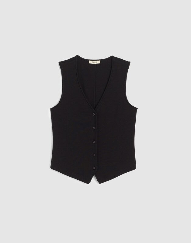 Ribbed V-Neck Vest JET BLACK
